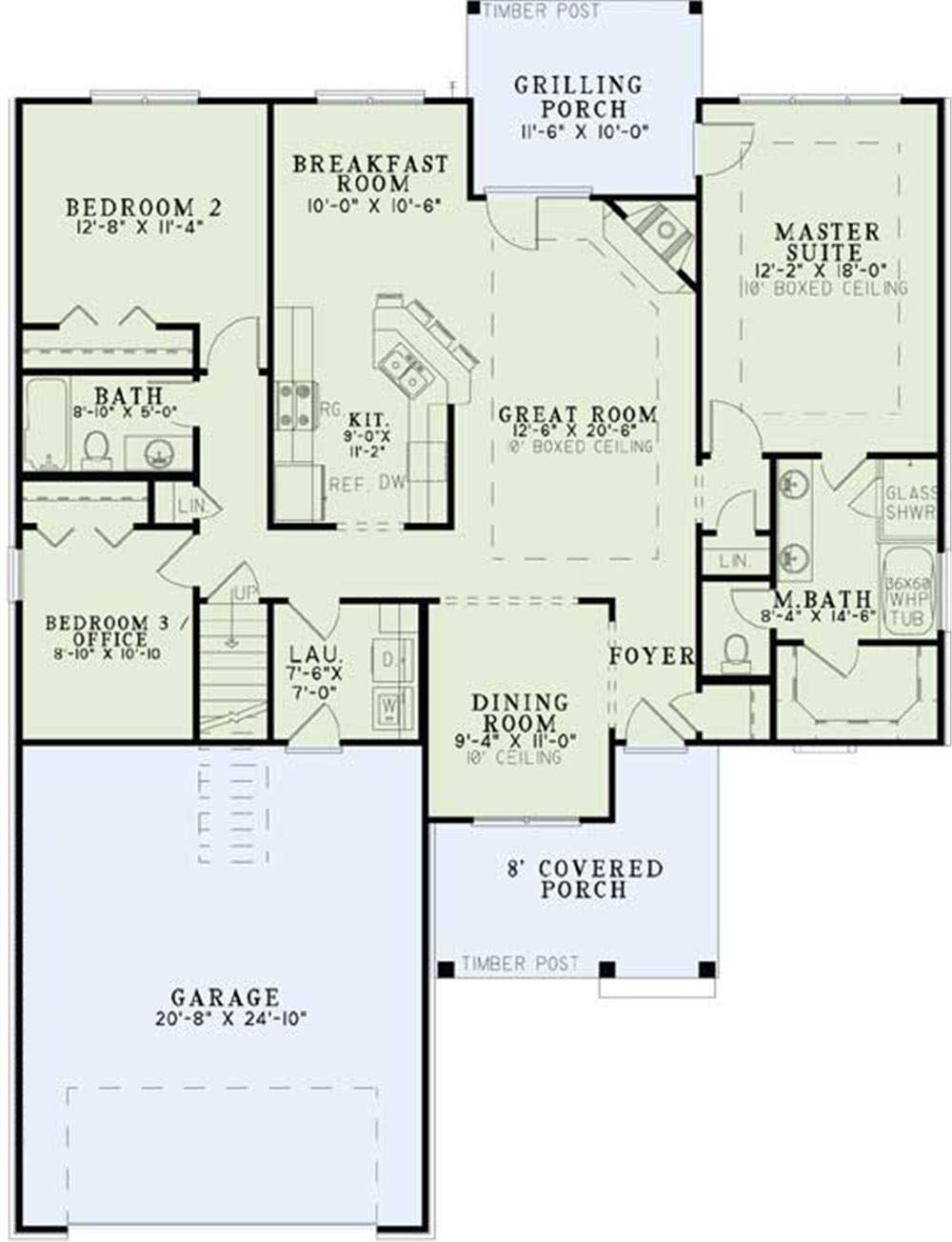 Floor Plan First Story of Craftsman Plan #153-1076